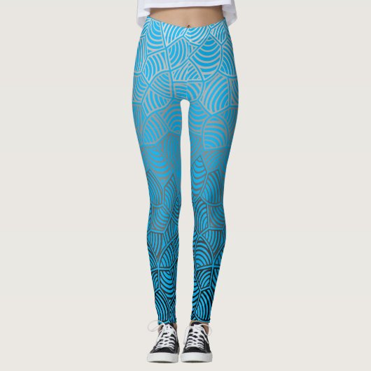 Shell patroon.04.w lBlue BG Leggings (Voorkant)