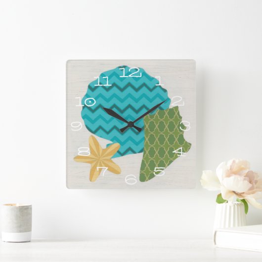 Shell Pattern II Vierkante Klok (Huis)