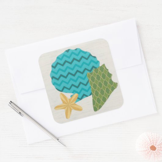 Shell Pattern II Vierkante Sticker (Envelop)
