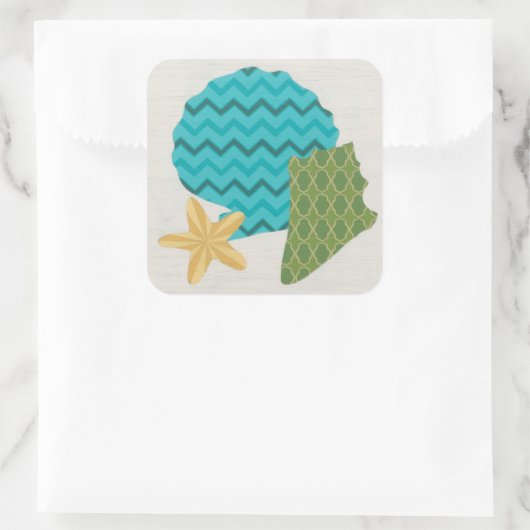 Shell Pattern II Vierkante Sticker (Tas)