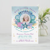 Shell Peal under the Zee Photo Birthday Invitation Kaart (Staand voorkant)