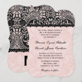 Shell Pink and Black  Damask Wedding A14 Kaart (Voorkant / Achterkant)