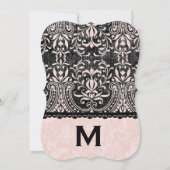 Shell Pink and Black  Damask Wedding A14 Kaart (Achterkant)