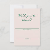 Shell Pink and Green Simple RSVP Card (Voorkant)