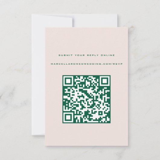 Shell Pink and Green Simple RSVP Card (Achterkant)