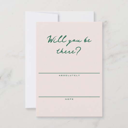 Shell Pink and Green Simple RSVP Card Kaartje (Voorkant)