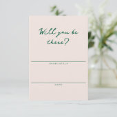 Shell Pink and Green Simple RSVP Card Kaartje (Staand voorkant)