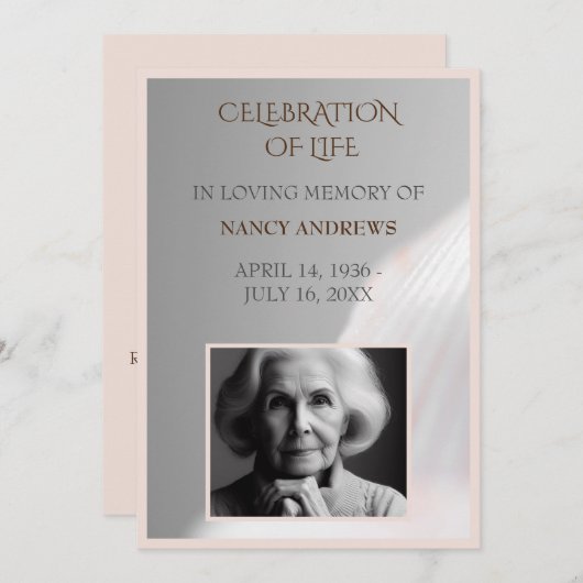 Shell Pink begrafenisceremonie Kaart (Voorkant / Achterkant)