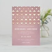 Shell Pink Southwest Gleam Wedding Roos Gold Folie Uitnodiging (Staand Voorkant)