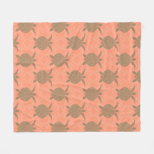 Shell Pink Zee Turtle Fleece Blanket Deken (Voorkant (Horizontaal))