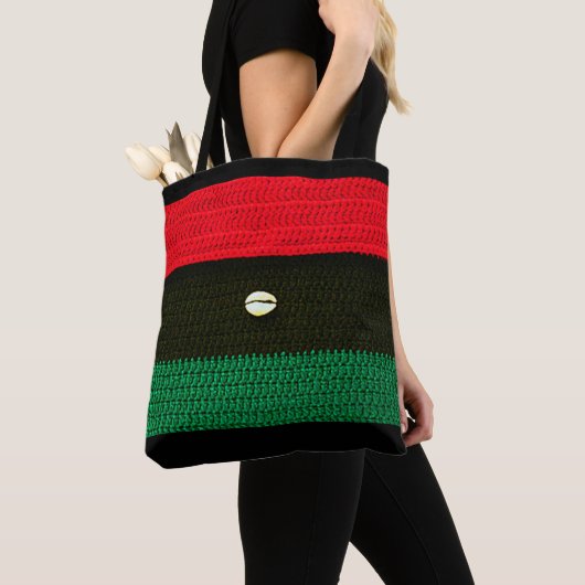 Shell Rood Zwart Groen Vlag Artisan Haakprint Tote Bag (Dichtbij)