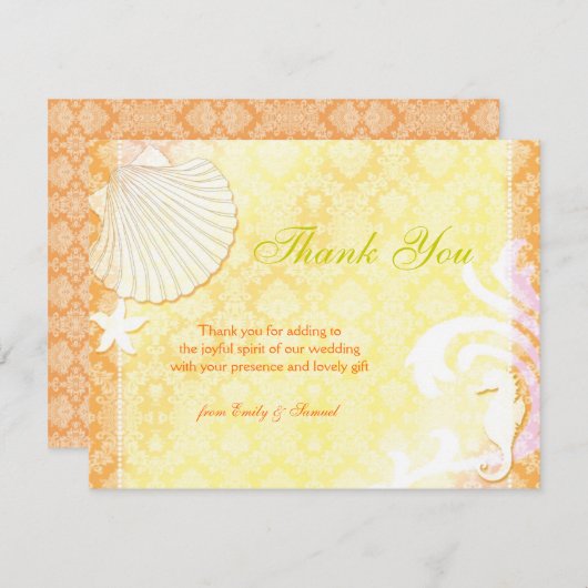 Shell & Seahorse Beach Wedding Bedankt (Voorkant / Achterkant)