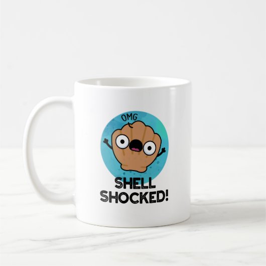 Shell Shocked Funny Seashell Pun Koffiemok (Links)