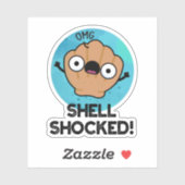 Shell Shocked Funny Seashell Pun Sticker (Vel)