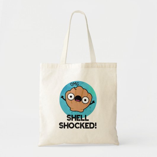 Shell Shocked Funny Seashell Pun Tote Bag (Voorkant)