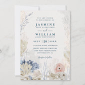 Shell Sketches Elegant Modern Chic QR Code Wedding Kaart (Voorkant)