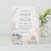 Shell Sketches Elegant Modern Chic QR Code Wedding Kaart (Staand voorkant)