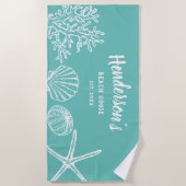  Shell Starfish Beach House Name Zee Green Strandlaken (Voorkant)