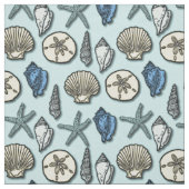 Shell Starfish Zee Nautical Pattern Blue Stof (Swatch)