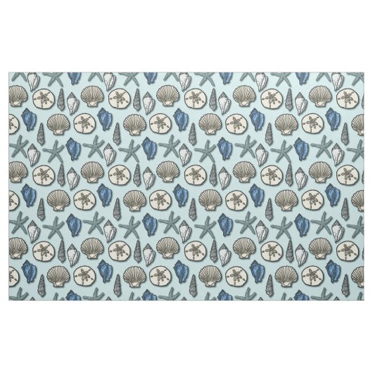 Shell Starfish Zee Nautical Pattern Blue Stof (Fat Quarter)