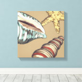 Shell Trio op Khaki Canvas Afdruk (Insitu (Houten vloer))