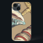 Shell Trio op Khaki iPhone 13 Hoesje<br><div class="desc">Megan Meagher staat bekend om haar eenvoudige kunstwerken. Dit is een geweldig afbeelding decoratieve kunst die het leven van het zee vangt met een gele zeester en een blauwe en rode kegelschelp. Profiteer vandaag van deze fijne kunstdruk op de Khaki-kleur op uw Zazzle-product.</div>