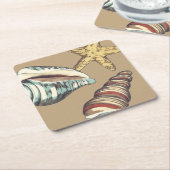 Shell Trio op Khaki Kartonnen Onderzetters (Schuin)
