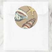 Shell Trio op Khaki Ronde Sticker (Tas)
