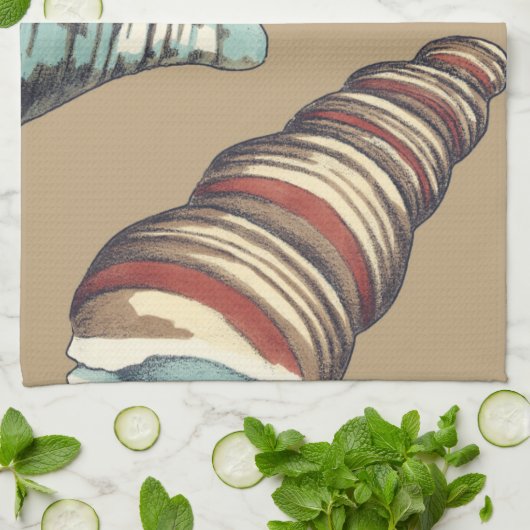 Shell Trio op Khaki Theedoek (Gevouwen)