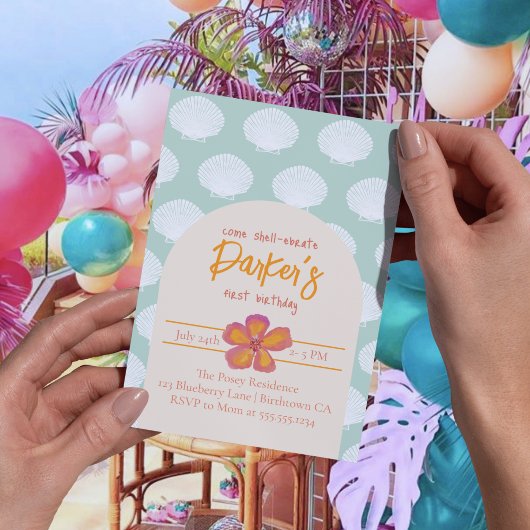 Shell Verjaardagsfeest Bloemenschellebratie Meisje Kaart