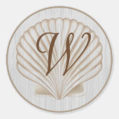Shell W Monogram Ronde Sticker (Voorkant)