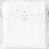 Shell Waterverf Aqua Wedding Favor Sticker (Tas)