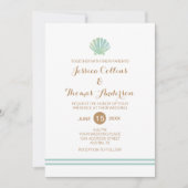 Shell Waterverf Aqua Wedding Invitation Card Kaart (Voorkant)