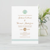 Shell Waterverf Aqua Wedding Invitation Card Kaart (Staand voorkant)