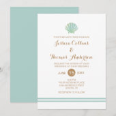 Shell Waterverf Aqua Wedding Invitation Card Kaart (Voorkant / Achterkant)