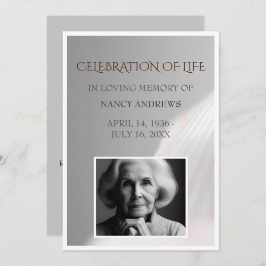 Shell White begrafenis herdenkingsceremonie Kaart (Voorkant / Achterkant)