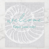 Shell Woven Gray Welcome Beach Vacation Rental Wijn Etiket (Enkel label)