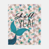 Shell Yea Blauwgroen & Gold Glam Zeemeermin Staart Fleece Deken (Voorkant)