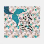 Shell Yea Blauwgroen & Gold Glam Zeemeermin Staart Fleece Deken (Voorkant (Horizontaal))