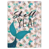 Shell Yea Blauwgroen & Gold Glam Zeemeermin Staart Klembord (Achterkant)