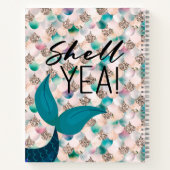 Shell Yea Blauwgroen & Gold Glam Zeemeermin Staart Notitieboek (Achterkant)