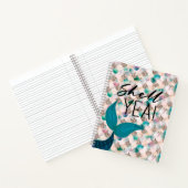 Shell Yea Blauwgroen & Gold Glam Zeemeermin Staart Notitieboek (Binnen)