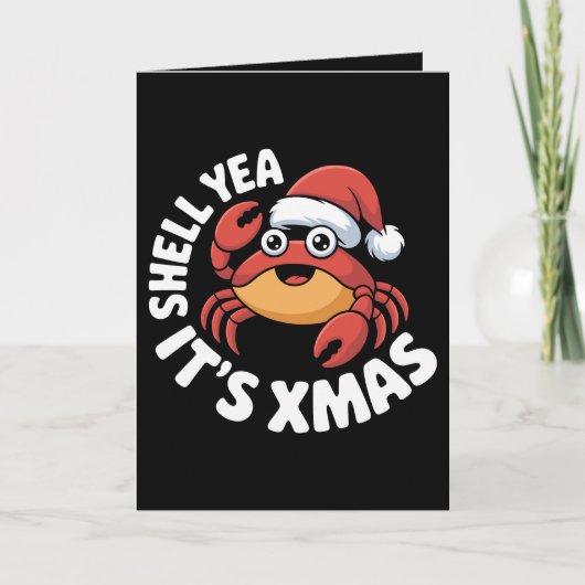 Shell Yea Het is Kerstmis Kerst Krab Santa Hoed Kaart (Voorkant)