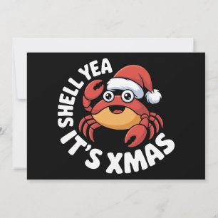 Shell Yea Het is Kerstmis Kerst Krab Santa Hoed Kaart