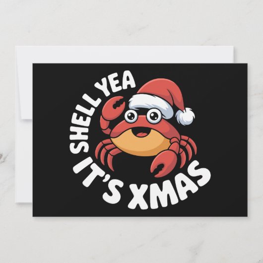 Shell Yea Het is Kerstmis Kerst Krab Santa Hoed Kaart (Voorkant)