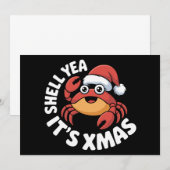 Shell Yea Het is Kerstmis Kerst Krab Santa Hoed Kaart (Voorkant / Achterkant)