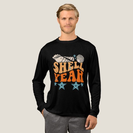 "Shell Yeah" Grappig  Zeeschelp Verzamelaar Beac Tri-Blend Shirt (Voorkant)