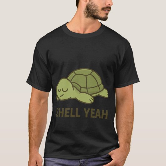 Shell Yeah Grappige Luie Schildpad retro T-shirt (Voorkant)