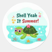 Shell Yeah Het Is Zomer Schildpad Sticker (Voorkant)