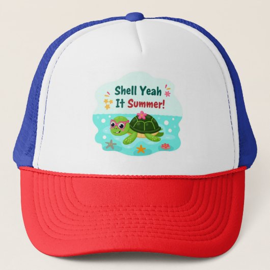 Shell Yeah Het Is Zomer Turtle Beach Hoed Trucker Pet (Voorkant)